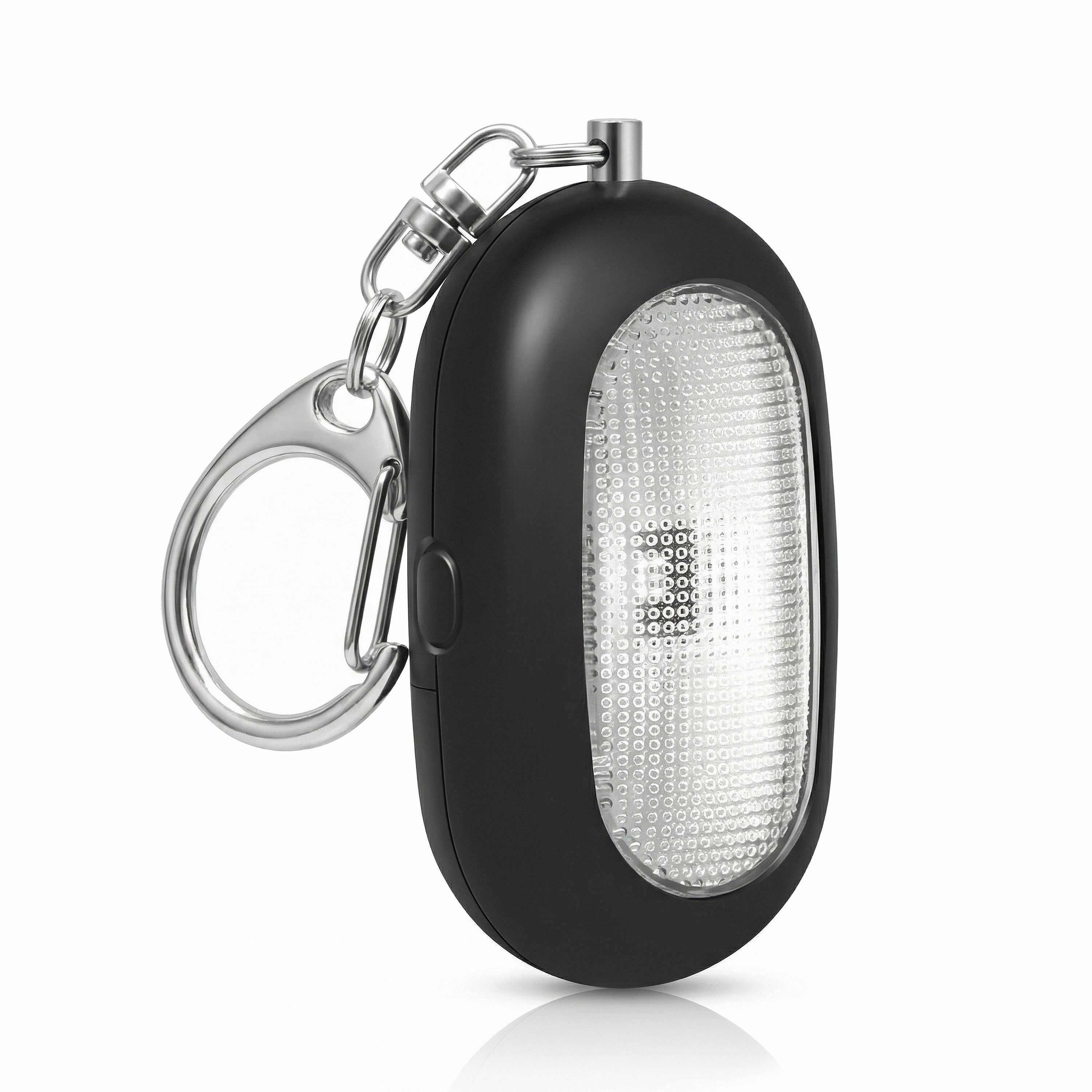 BEARWARE Persönlicher Alarm, Personenalarm, Schlüsselanhänger 125 dB, LED Licht Überfallmelder (Taschenalarm, Sirene, Auslöse-Splint, Taschenlampe, kompakt)