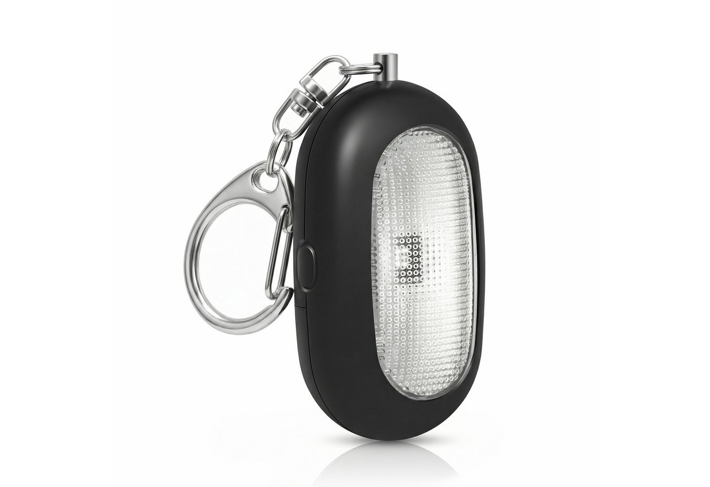 BEARWARE Persönlicher Alarm, Personenalarm, Schlüsselanhänger 125 dB, LED Licht Überfallmelder (Taschenalarm, Sirene, Auslöse-Splint, Taschenlampe, kompakt)
