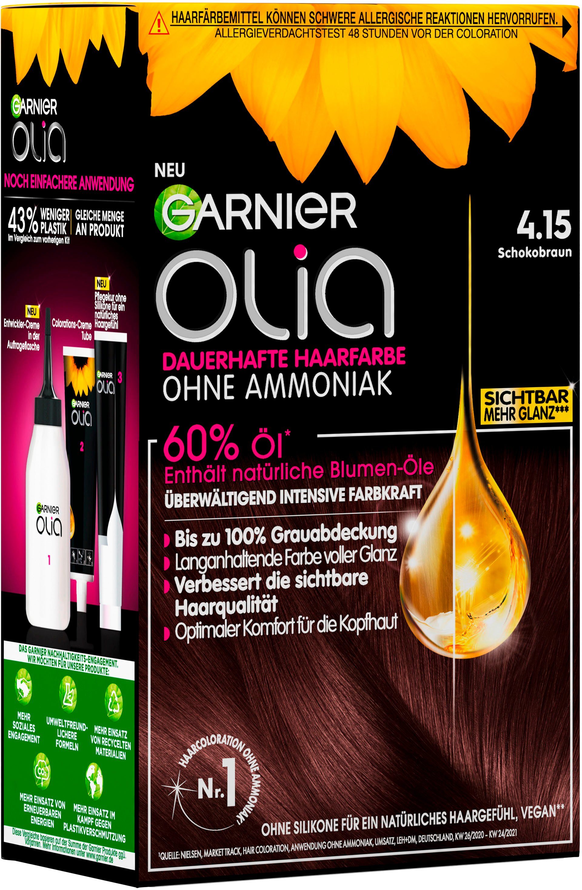 GARNIER Coloration Garnier Olia Ölbasis Set, Haarfarbe, 3-tlg., dauerhafte