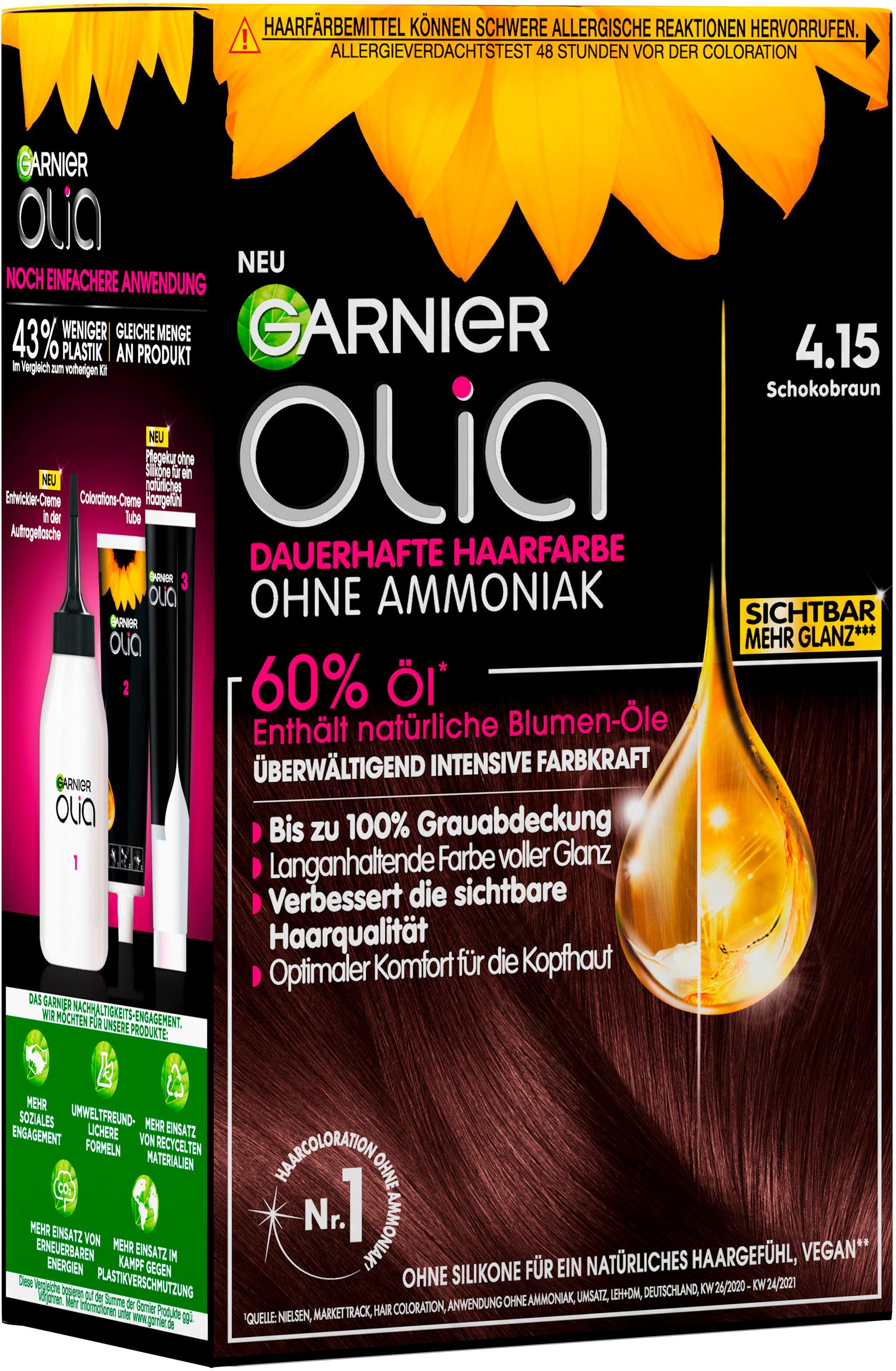 GARNIER Coloration Garnier Olia dauerhafte Haarfarbe, Set, 3-tlg., mit pflegender Formel