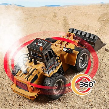 Esun RC-Auto Radlader Ferngesteuert Bagger,2,4GHz RC Bagger Baustellen-Fahrzeug, Sandkasten Spielzeug, Kinder Spielzeug ab 8 9 10 11 12 Jahre Jungen