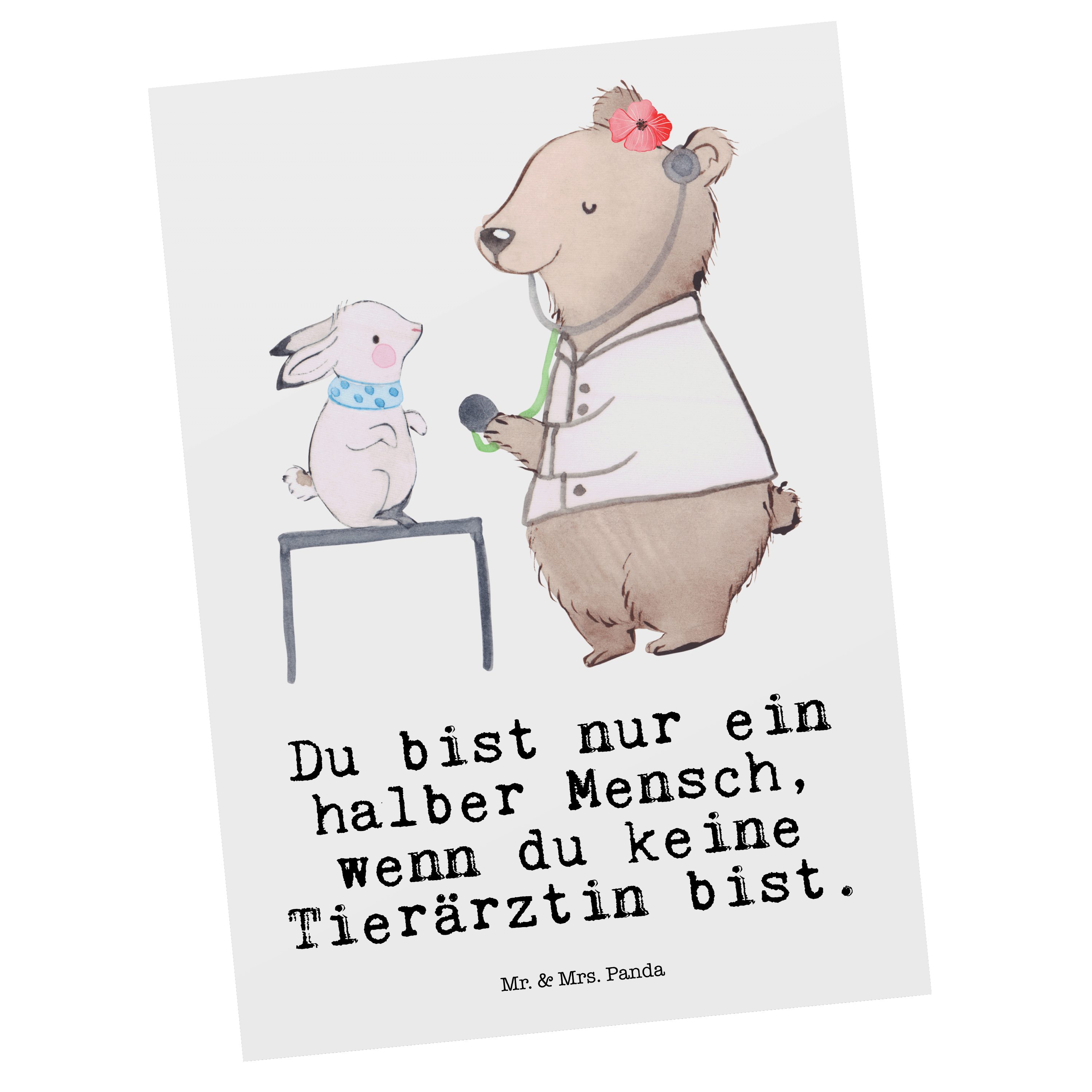 Mr. & Mrs. Panda Postkarte Tierärztin mit Herz - Weiß - Geschenk, Einladungskarte, Geburtstagska
