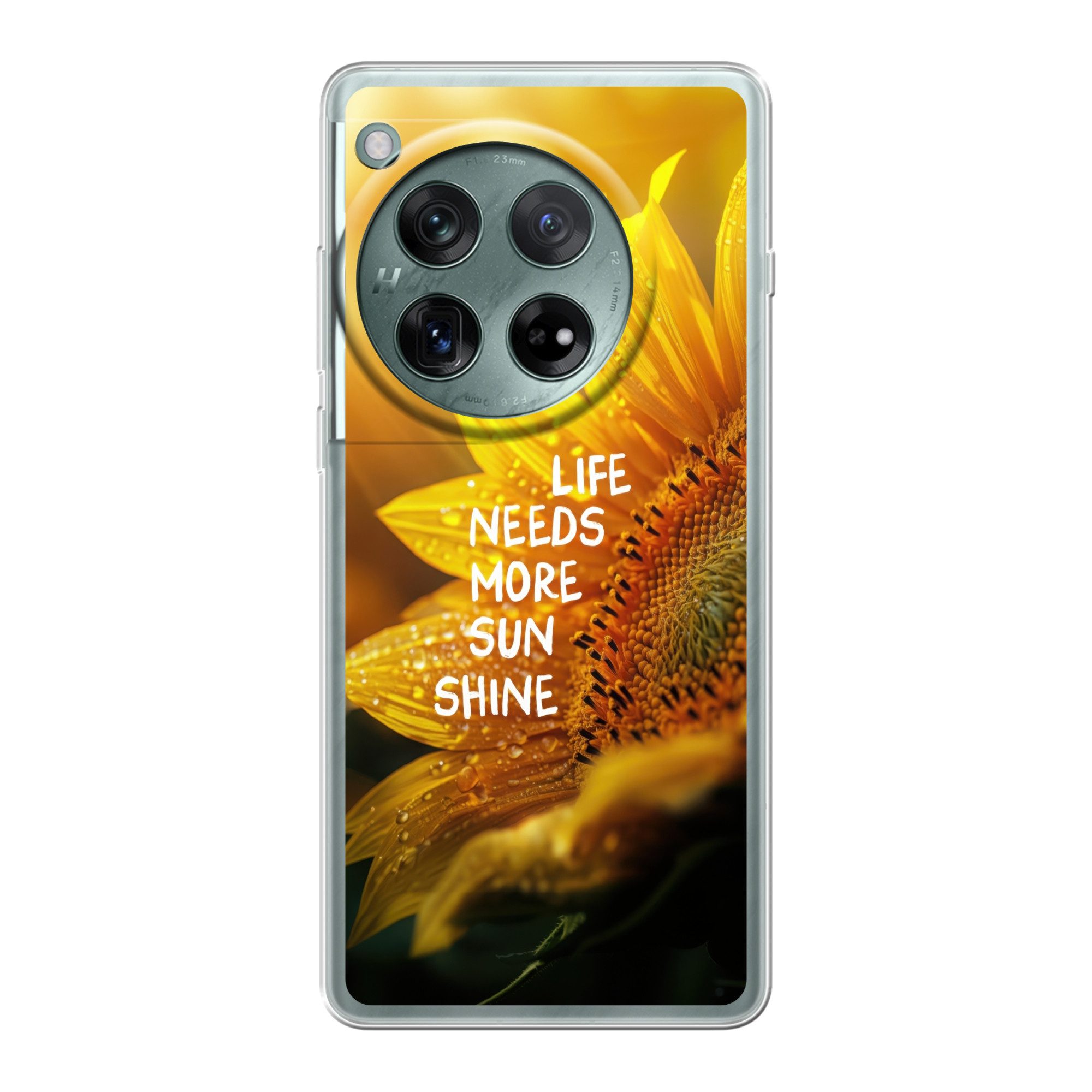 MuchoWow Handyhülle für OnePlus 12 Sonnenblume - Nahaufnahme - Gelb - Zitat, Handy Case, Silikon, Bumper Case Dünn