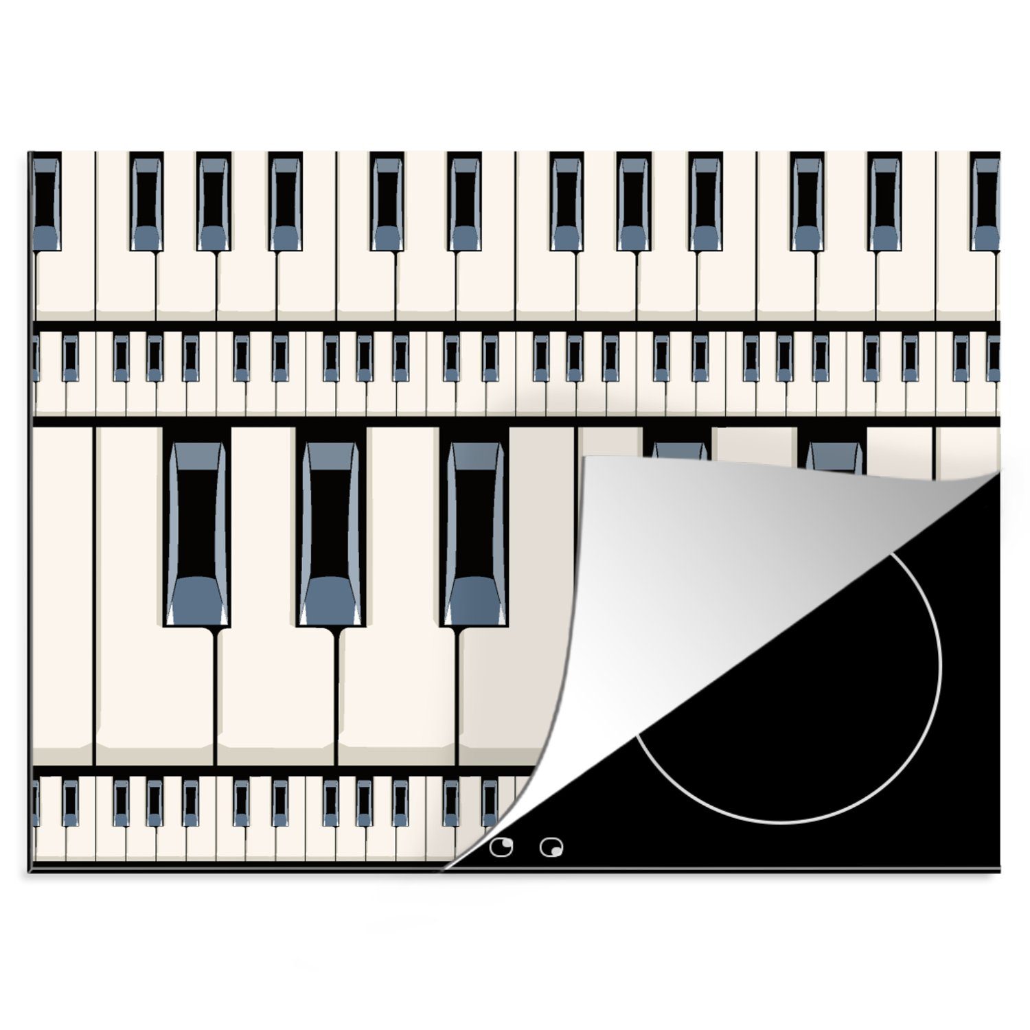 cm, Klavier (1 - Musik, nutzbar, Arbeitsfläche Vinyl, Herdblende-/Abdeckplatte - Ceranfeldabdeckung MuchoWow 60x52 Mobile tlg), Patterns