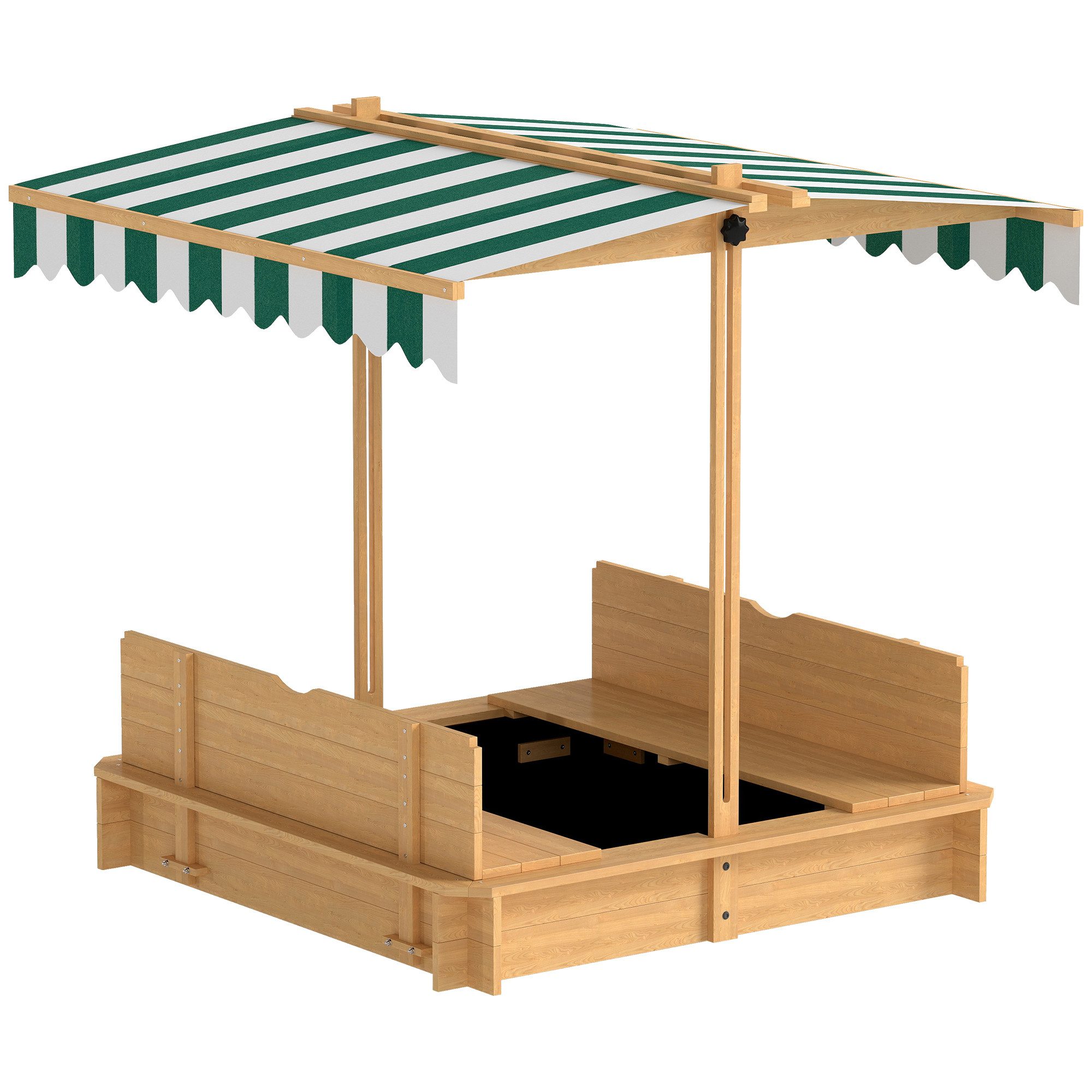 Sandkasten Sandkasten Kinder Sandbox mit höhenverstellbar Abdeckung Sitzbänken