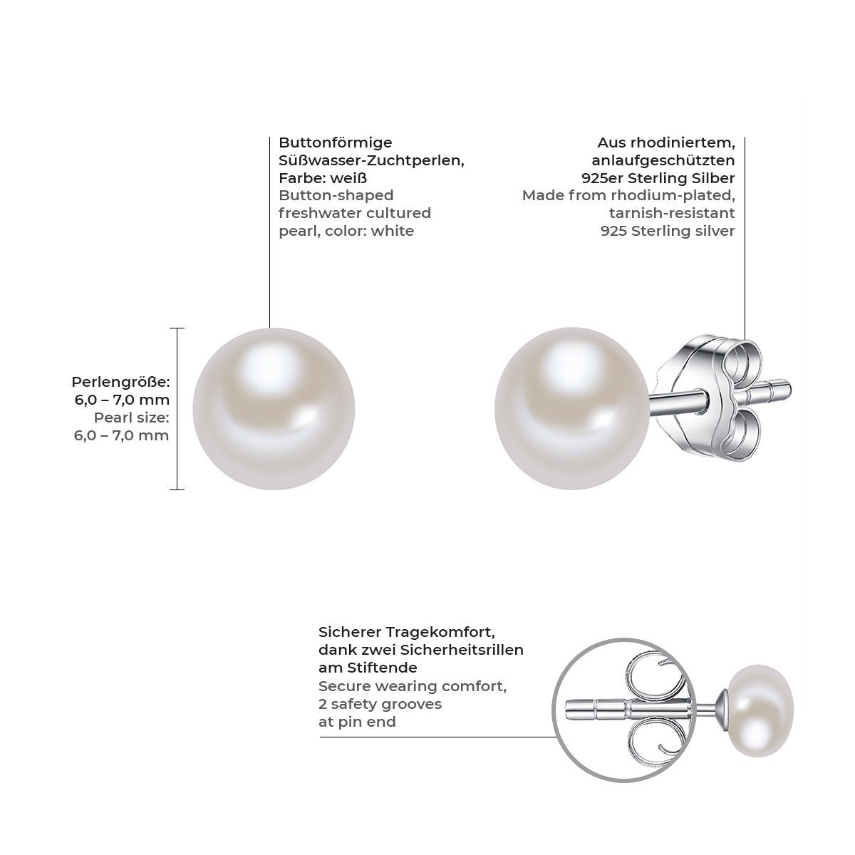 Valero Pearls Perlenohrringe silber, aus Sterling Silber