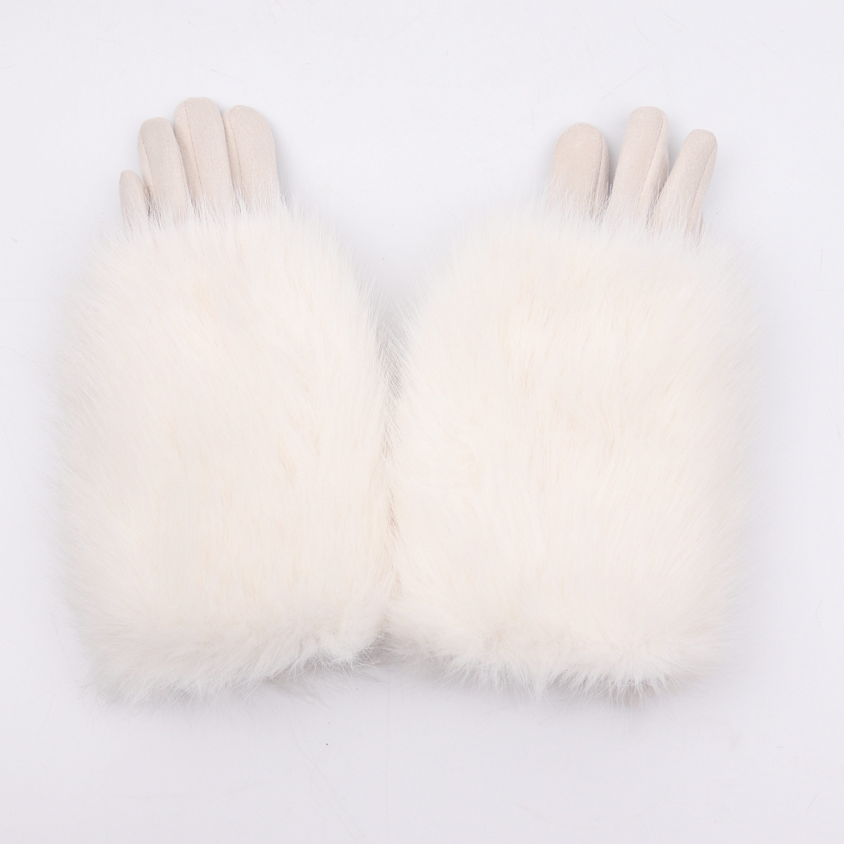 MIRROSI Thermohandschuhe Damen Handschuhe aus Kunstfell 2 in 1 Kuschelig, sehr weich und warm ideal für Herbst oder Winter