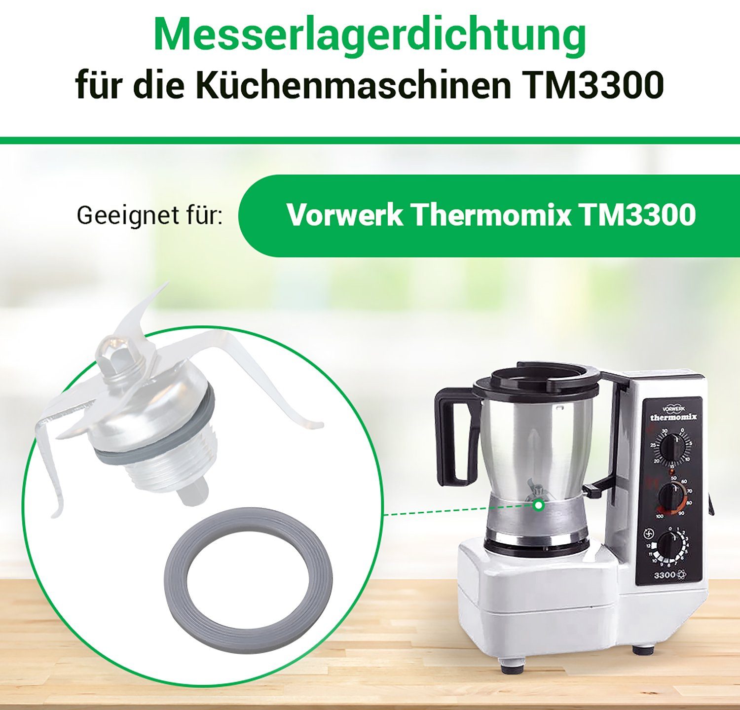für Vorwerk, VIOKS Ø mm, Thermomix Ersatz Dichtring Messereinsatz-Dichtung Küchenmaschine 3,8 für TM3300