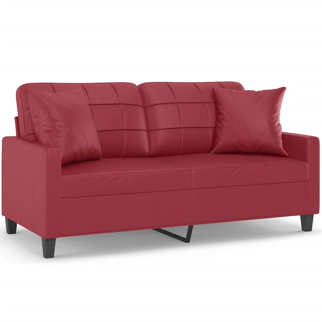 vidaXL Sofa, 2-Sitzer-Sofa mit Zierkissen Weinrot 140 cm Kunstleder