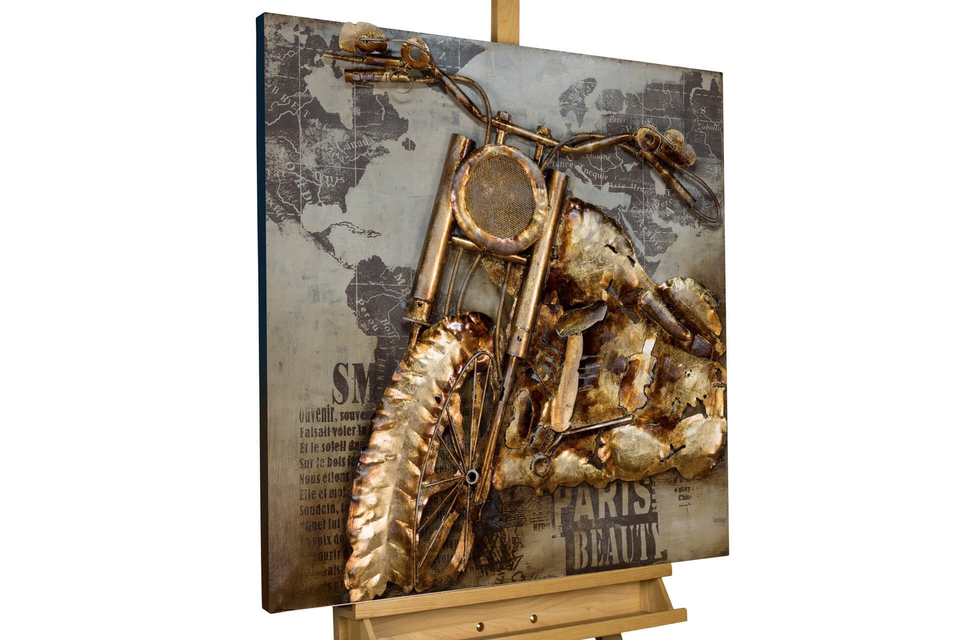 KUNSTLOFT Metallbild Freie Straßen 80x80 cm, handgefertiges Wandrelief 3D