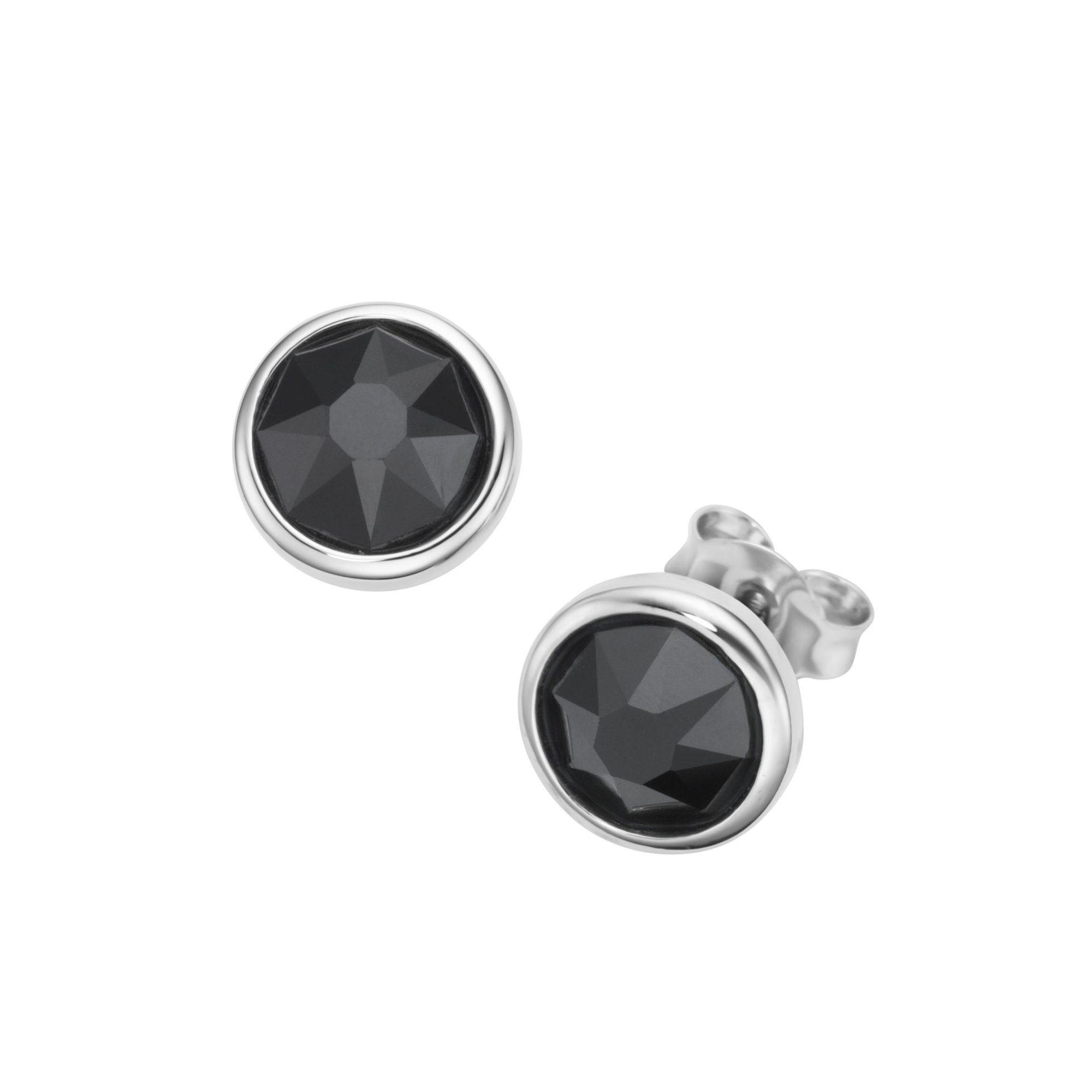 Paar Ohrstecker mit schwarzen Zirkonia, Silber 925