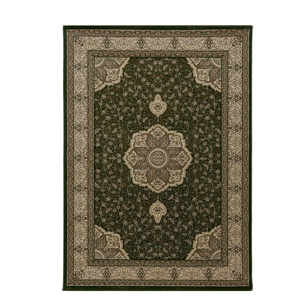 Orientteppich edler Giancasa mit Florhöhe 9 Kurzflorteppich grün Ornamenten, mm