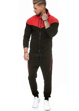 L.gonline Freizeitanzug Herren Jogging-ANZUG, Freizeitanzug, Sporthose und Kapuzenjacke, (Kapuzenjacke mit Reißverschluss, Hose, 2-tlg), Fitness Freizeit Casual