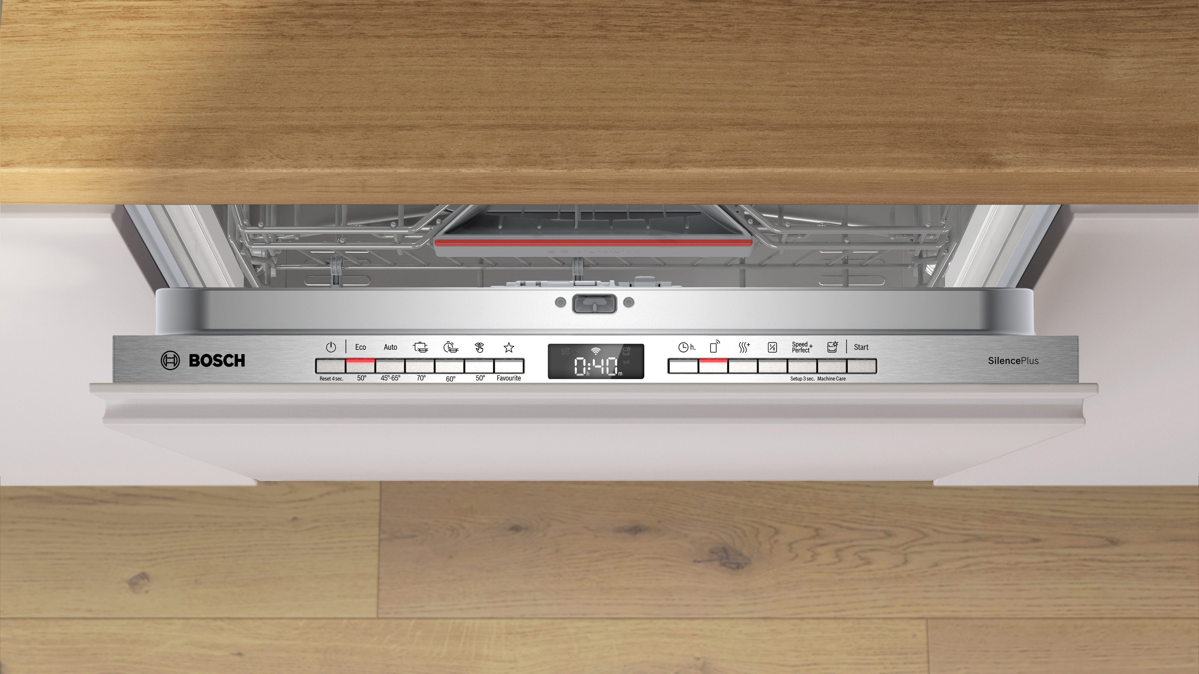 BOSCH vollintegrierbarer Geschirrspüler Serie 4 SMH4ECX28E, 14 Maßgedecke, Automatische Türöffnung für Effizienz, flexible Körbe & Schubladen – Bild 5 von 5