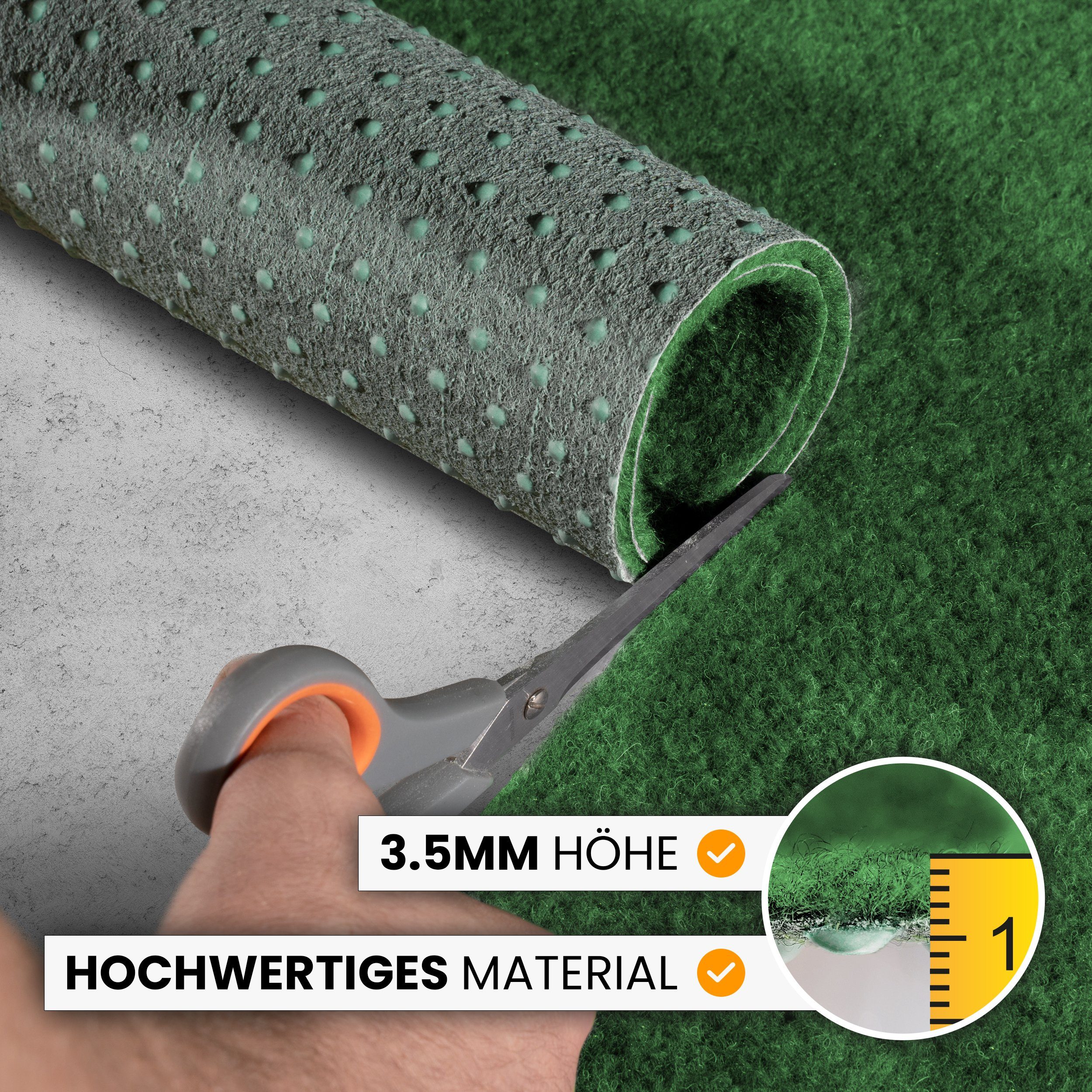 comflor Outdoorteppich Balkon Teppich, Rasenteppich o. Kunstrasen mit Noppen als Meterware, wasserfest - mit Antirutschnoppen - UV-stabil - ideal für Balkone