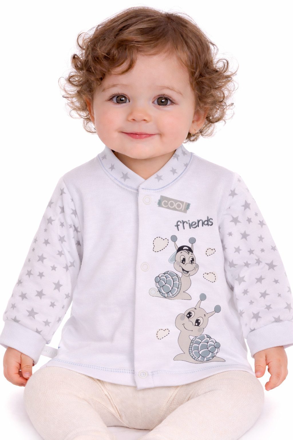Langarmshirt Baby Hemdchen in weiß T-Shirt mit Sterne