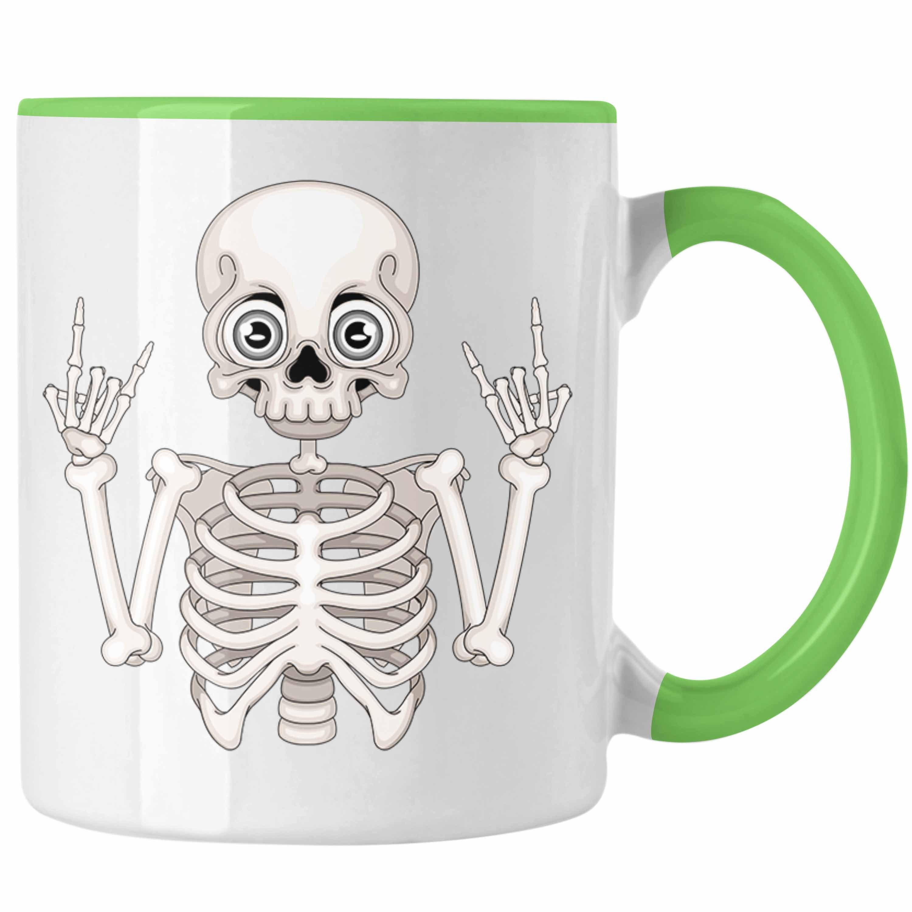 Skelett Roll Geschenkidee Fans: Grün Tasse Trendation Tasse Lustige Rock n Tasse