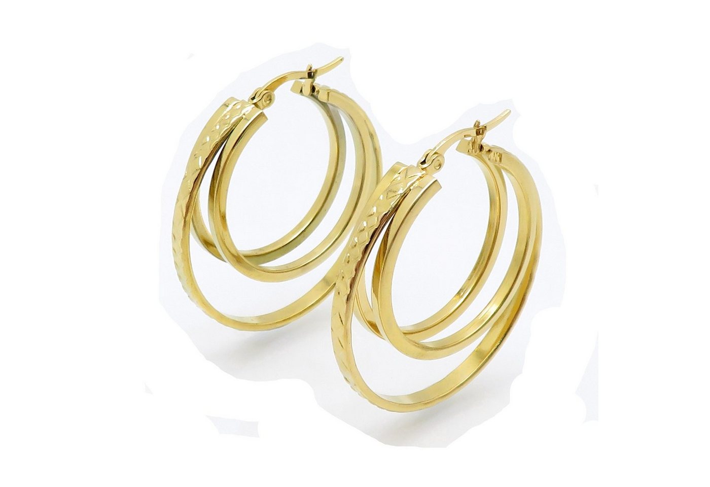 BUNGSA Ohrring-Set Creolen Boho Style mit Muster gold aus Edelstahl Damen (1 Paar (2 Stück), 2-tlg), Ohrschmuck Ohrringe
