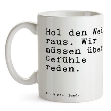 Mr. & Mrs. Panda Tasse Hol den Wein raus.... - Weiß - Geschenk, kleine Aufmerksamkeit, Spruc, Keramik