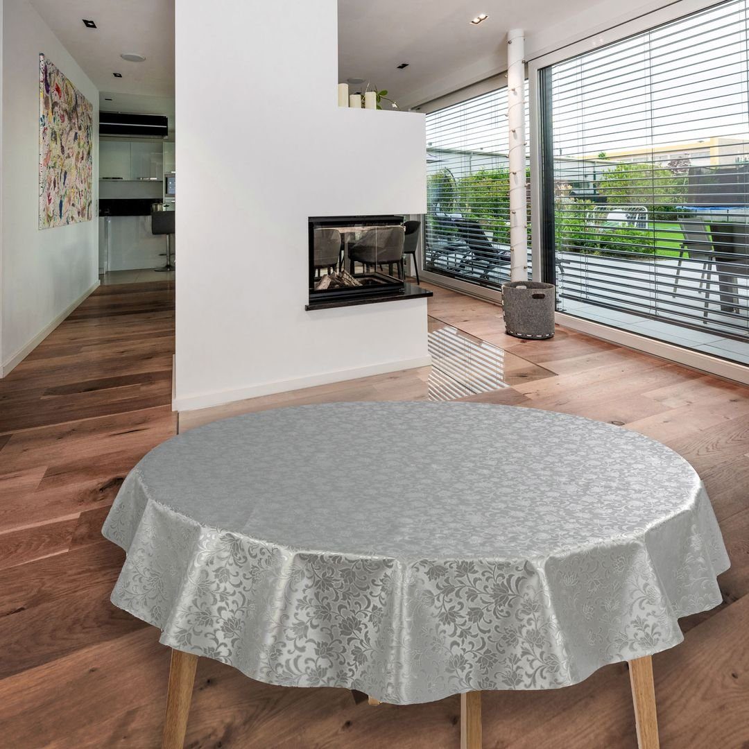 laro Tischdecke Wachstuch-Tischdecken Abwaschbar Relief geprägt Grau Rund 1 günstig online kaufen