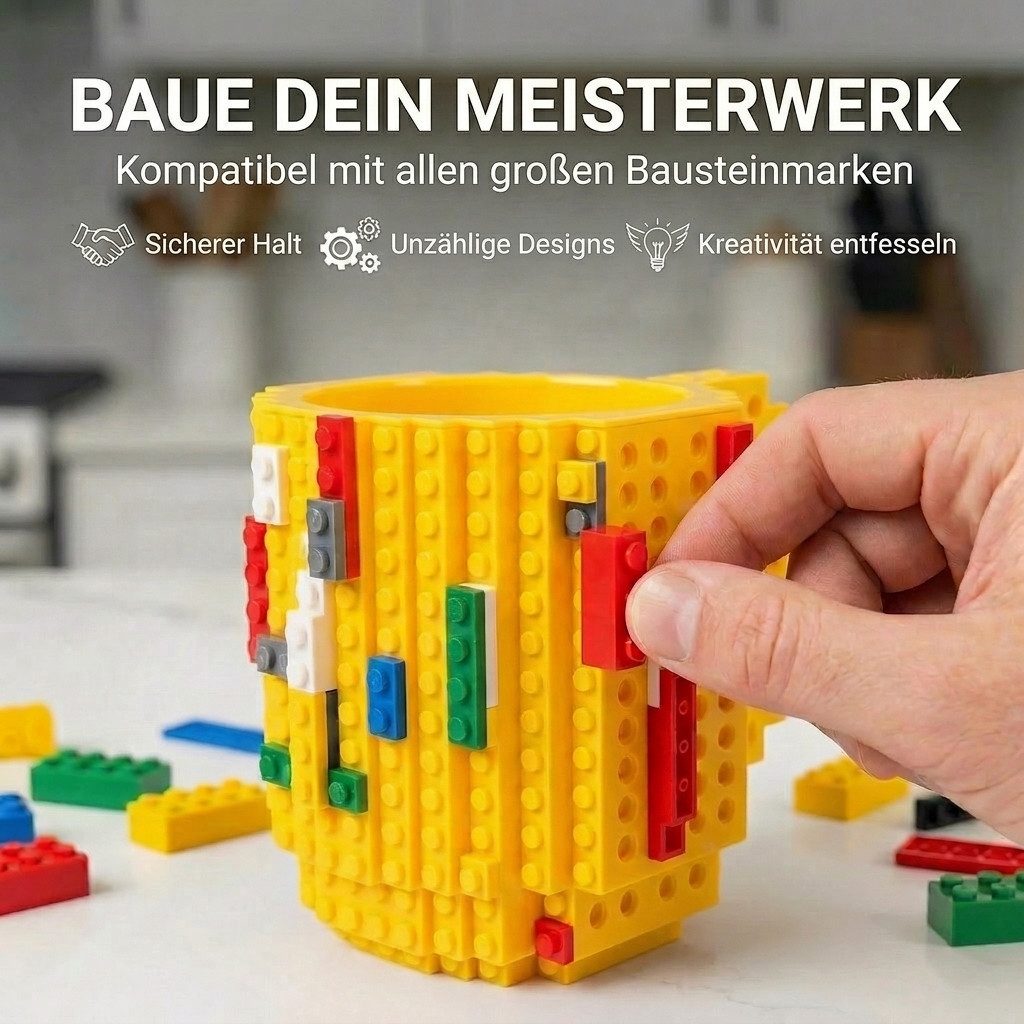 Goods+Gadgets Tasse GOODS+GADGETS LEGOTasse Baustein - kaffee&kinder becher, 350ml, Polycarbonat, Kaffeetasse Kaffee-Becher 350ml
