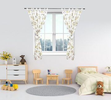 Gardine TupTam Kinderzimmer Vorhänge Baby Gardinen mit Schleifen 2er Set, TupTam