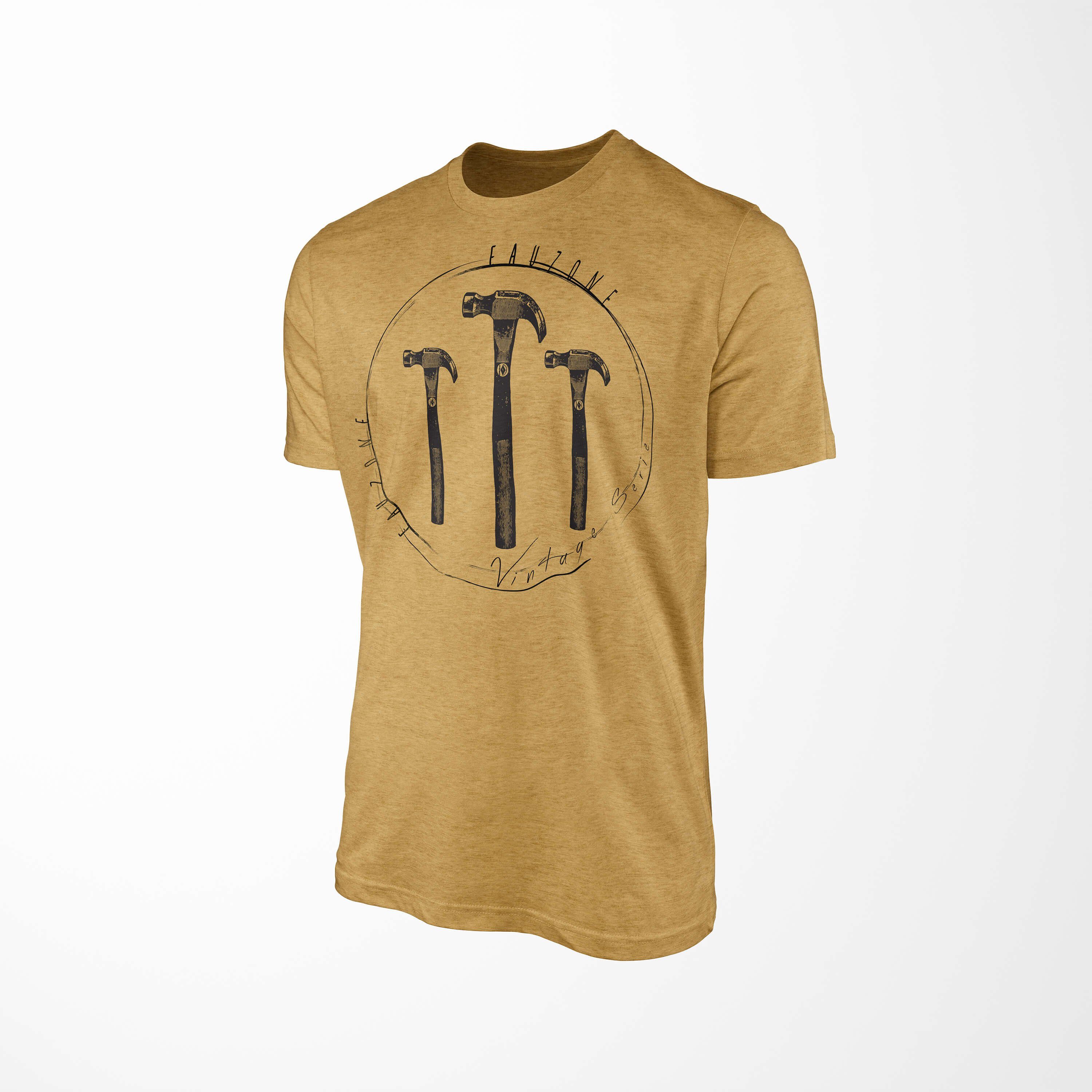 Sinus Art T-Shirt Hammer Herren Antique T-Shirt Vintage Gold