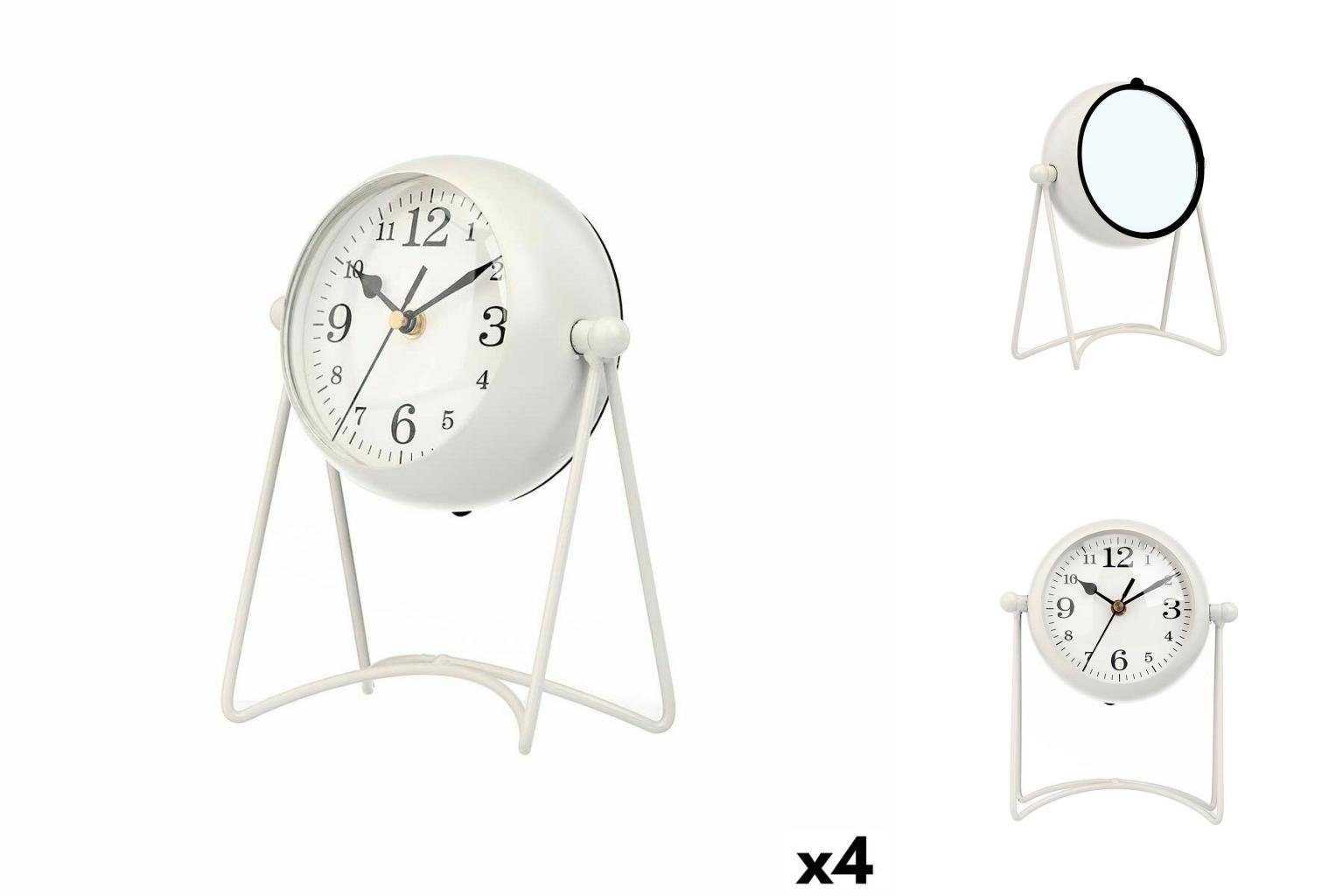 Metall Tischuhr Uhr x 15,5 Gift cm x Decor Stück 11 4 20 Weiß