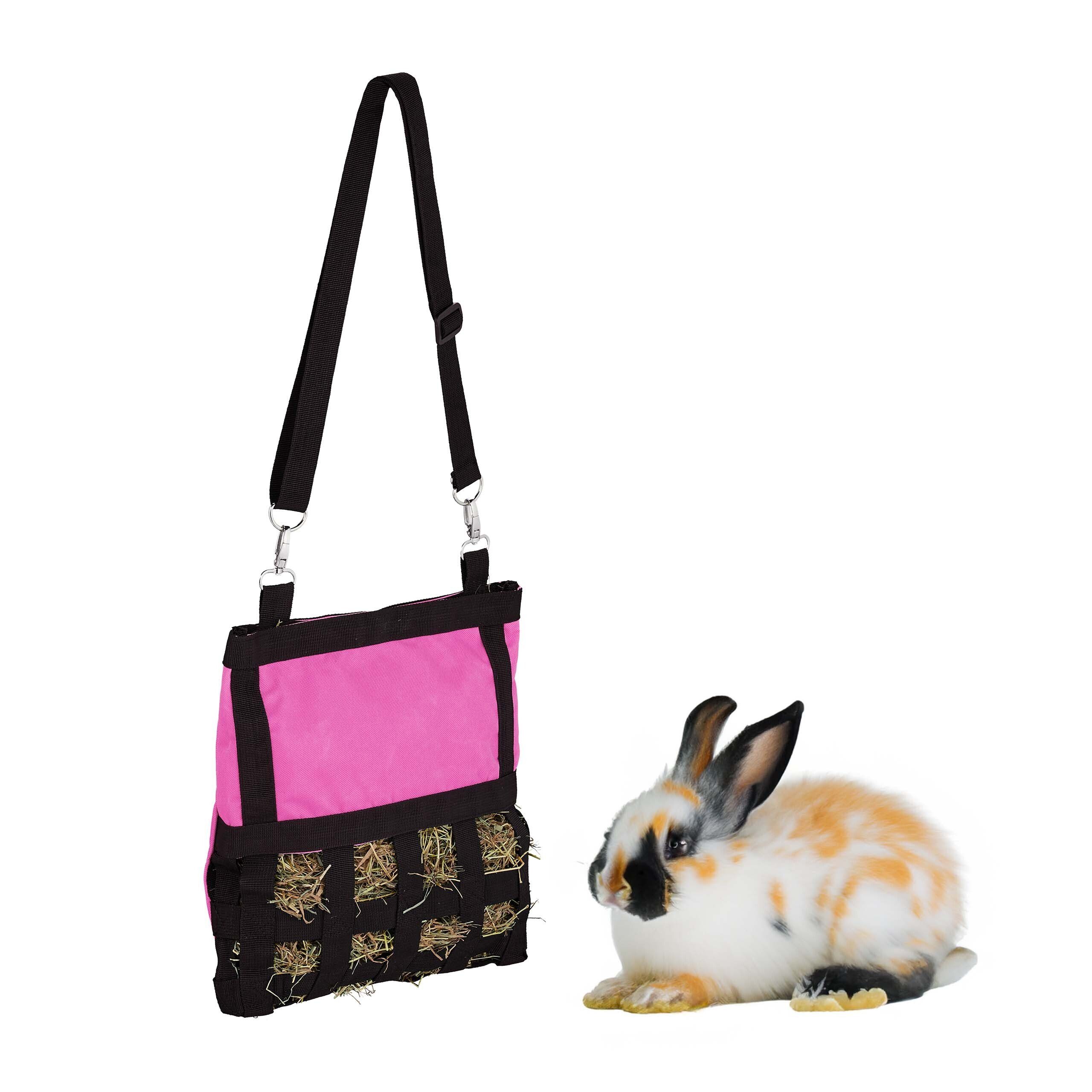 relaxdays Futterspender Heutasche für Kleintiere, Pink