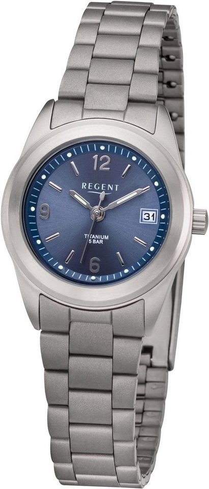 Regent Quarzuhr Regent Damen Uhr F-1168 Metall Quarz, Damen Armbanduhr  rund, klein (ca. 26mm), Metallarmband