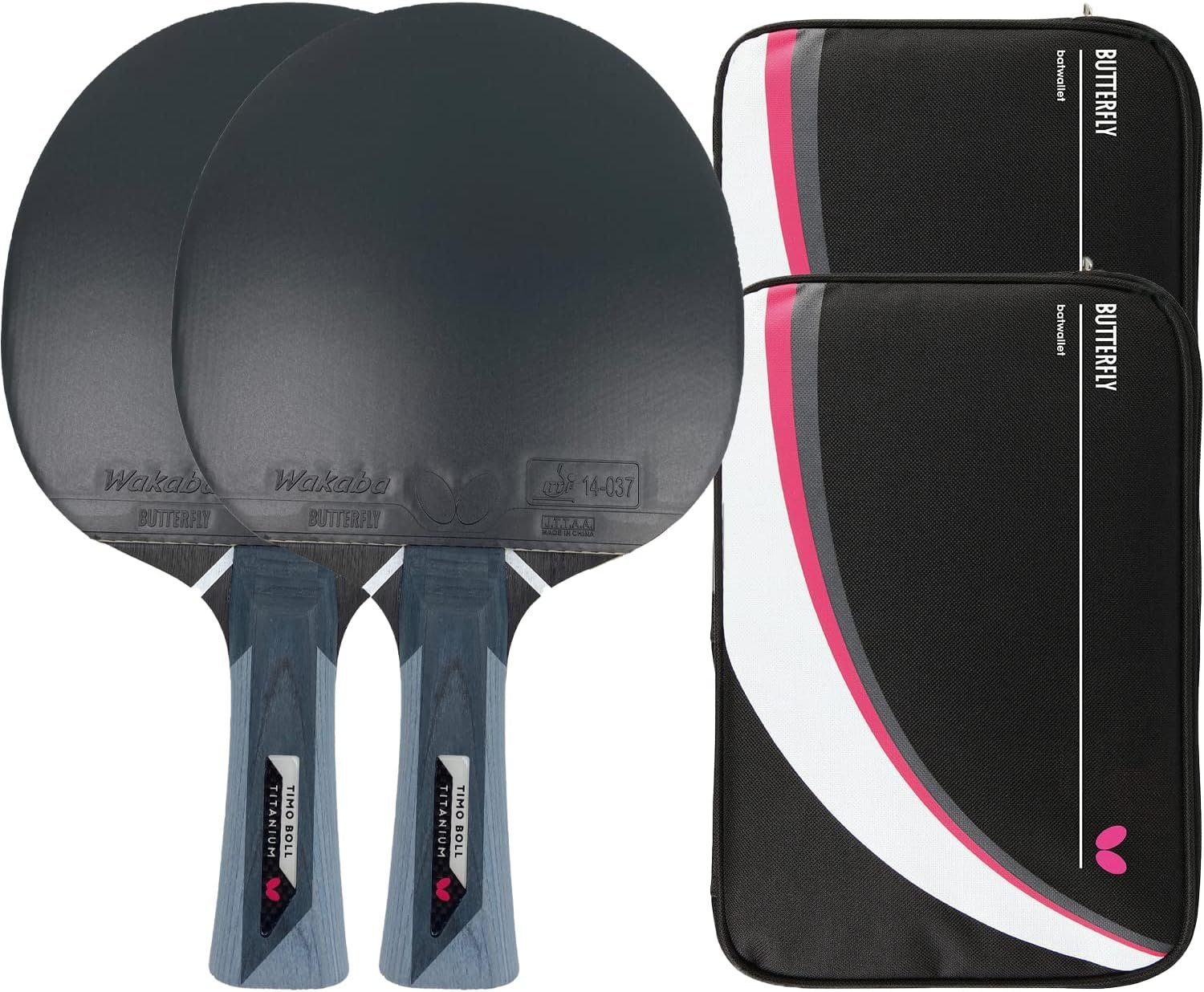 Tischtennisschläger 2x Timo Boll Titanium Schläger + 2x Tischtennishülle Drive Case II