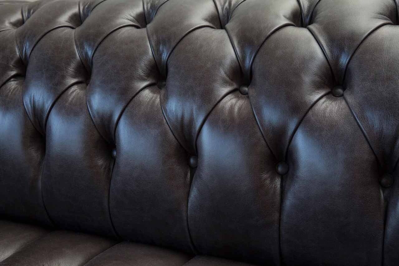 Sofa Chesterfield Polstermöbel, Made Dreisitzer in Luxus Europe Schwarzes Moderner Sofa JVmoebel