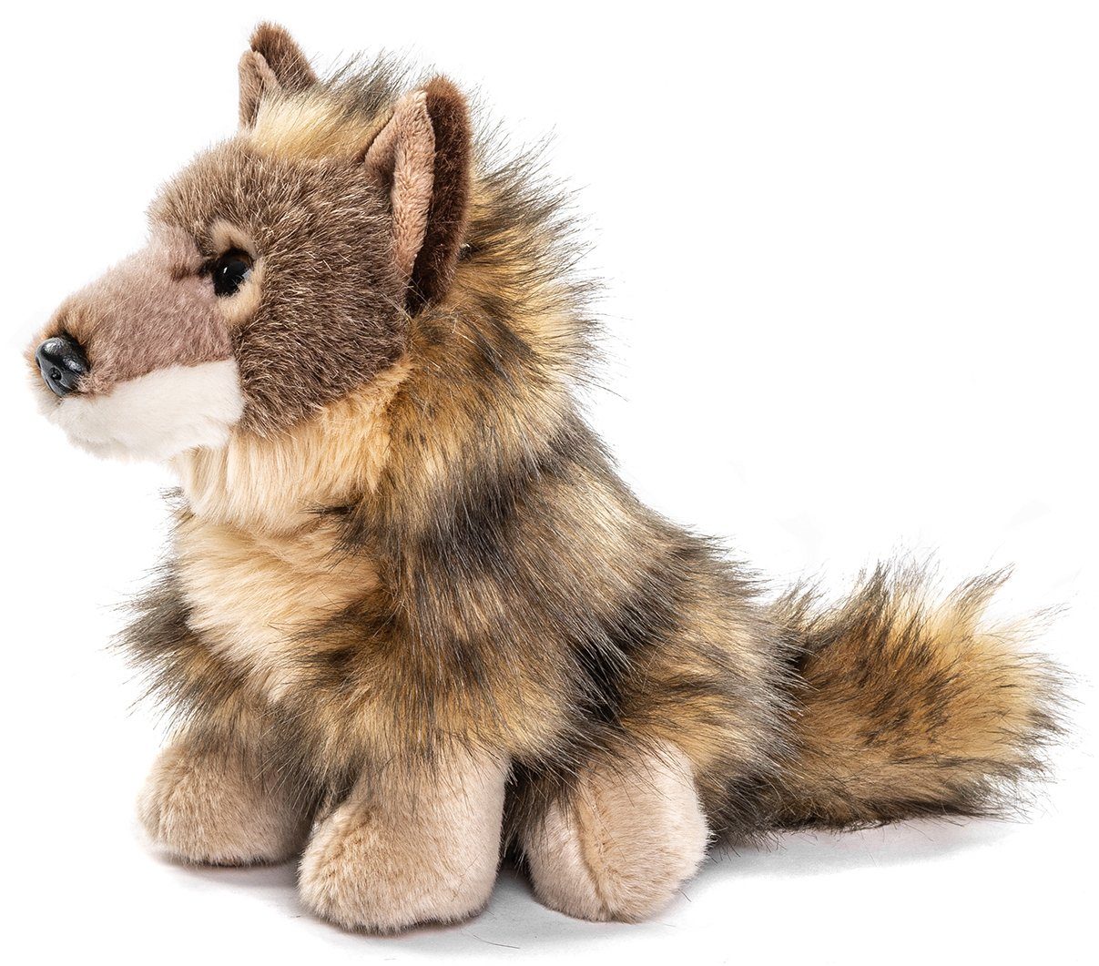 Uni-Toys Kuscheltier Wolf Junges, sitzend - 20 cm (Höhe) - Plüschtier, zu 100 % recyceltes Füllmaterial