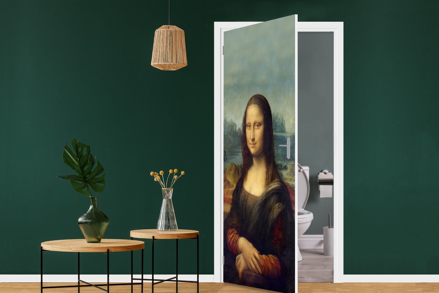 MuchoWow - Türtapete Fototapete Vinci - für Tür, Türaufkleber, Lisa Mona Gemälde, (1 Matt, Da cm St), bedruckt, 75x205