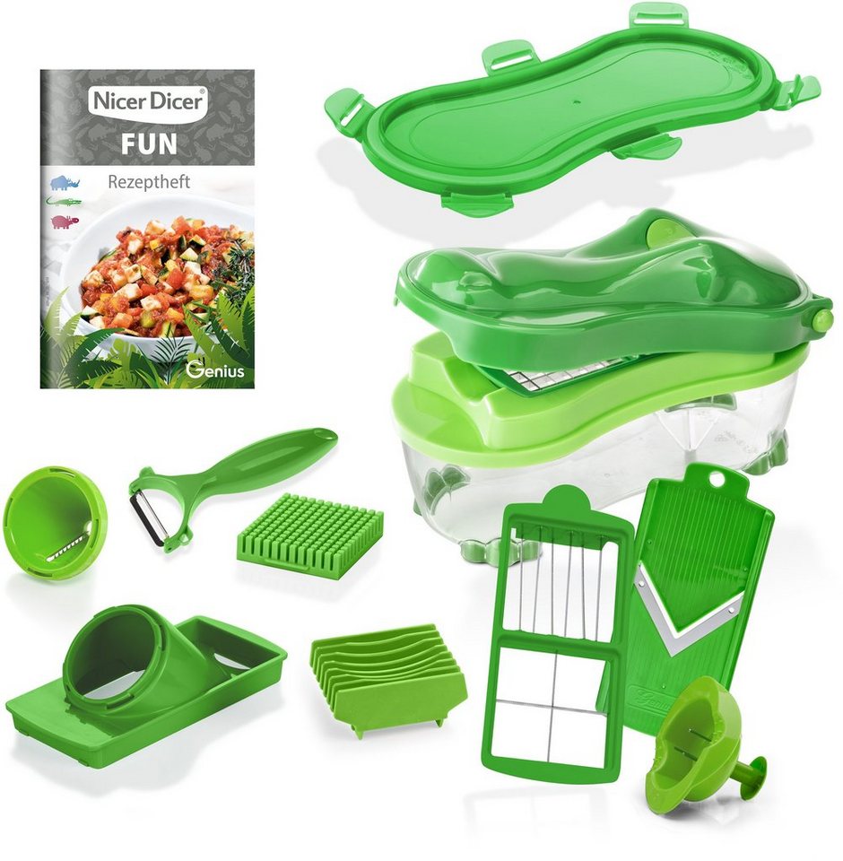 Genius Zerkleinerer Nicer Dicer Fun, 1500 ml Kunststoff-Auffangbehälter,  Set 14-tlg, Genius