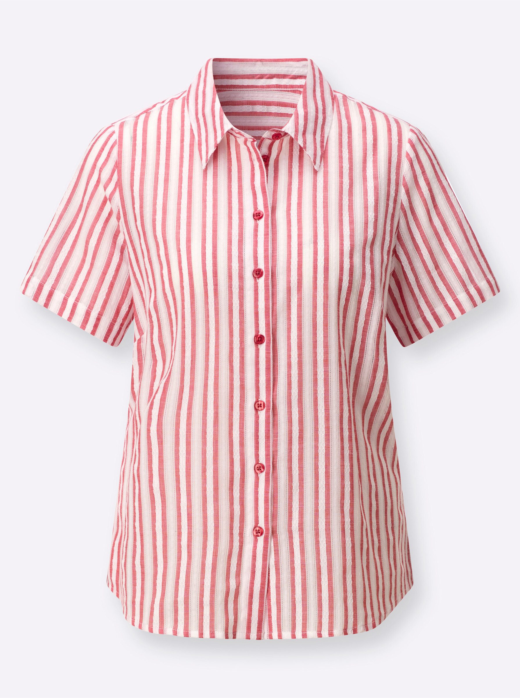 Klassische Bluse Streifenbluse Kurzarm
