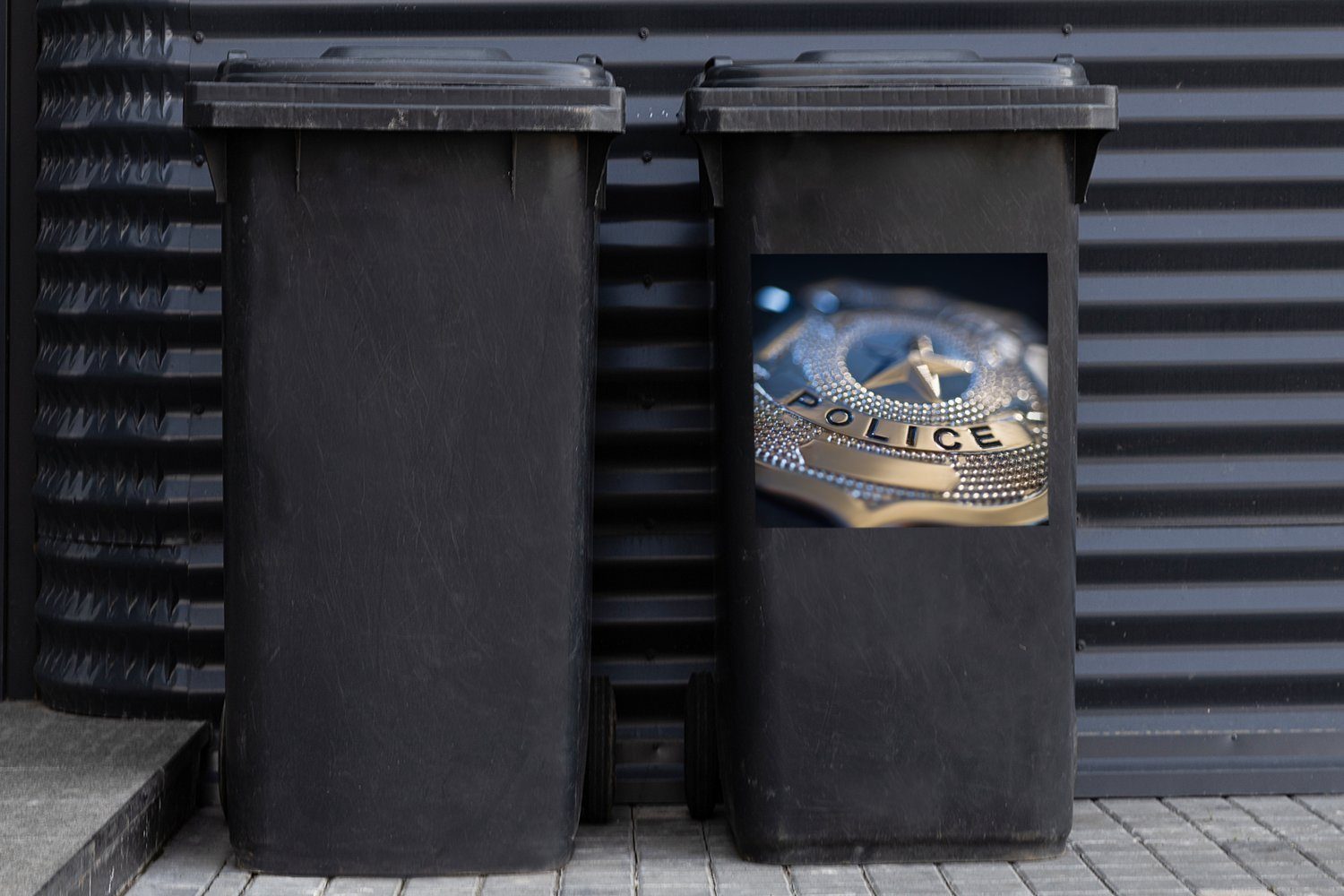 Container, Polizeiabzeichen Mülltonne, St), Sticker, Mülleimer-aufkleber, Abfalbehälter Wandsticker (1 MuchoWow