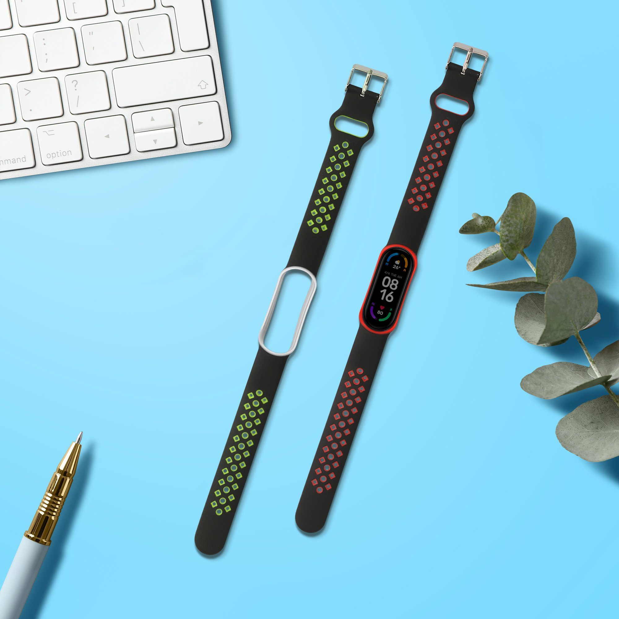 kwmobile 2x Uhrenarmband für Xiaomi Mi Smart Band 6/Mi Band 6/Band 5 Armband Smartwatch, 2-tlg., Fitnesstracker Band Set aus TPU Silikon - Ersatzarmband Smartwatch