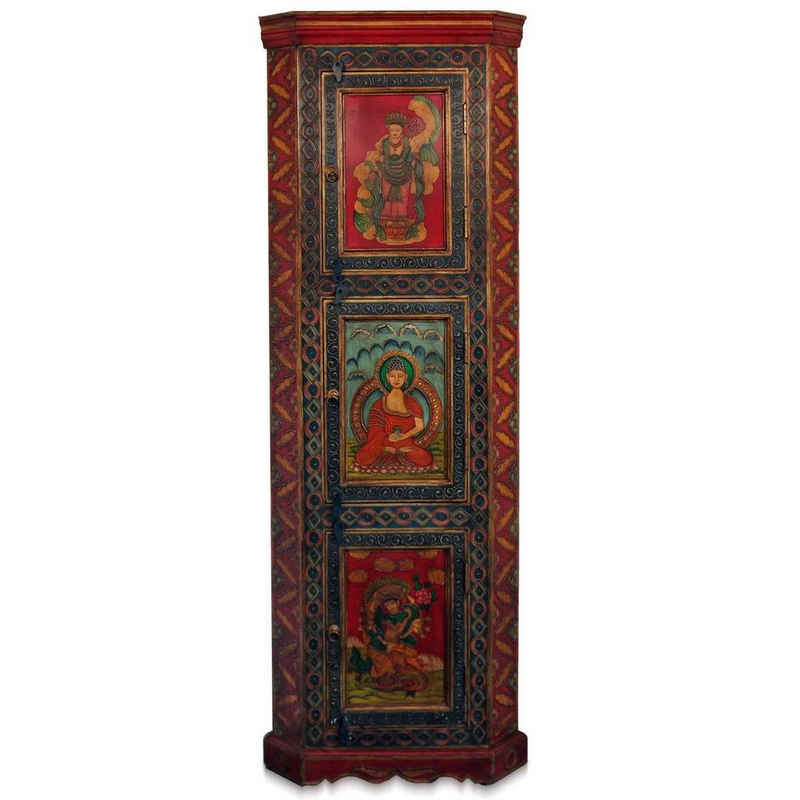 Oriental Galerie Mehrzweckschrank »Tibet Eckschrank Pelmo Rot/Grün 170 cm« Handarbeit