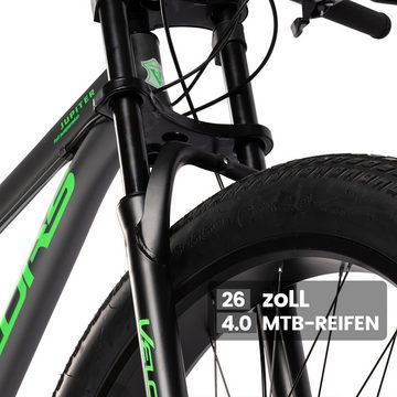 Velors Fatbike 26 Zoll Fat Tire 4.0 MTB für Herren Damen und Jungen, 21 Gang, Kettenschaltung, mechanische Scheibenbremse, Fat Bike Mountainbike