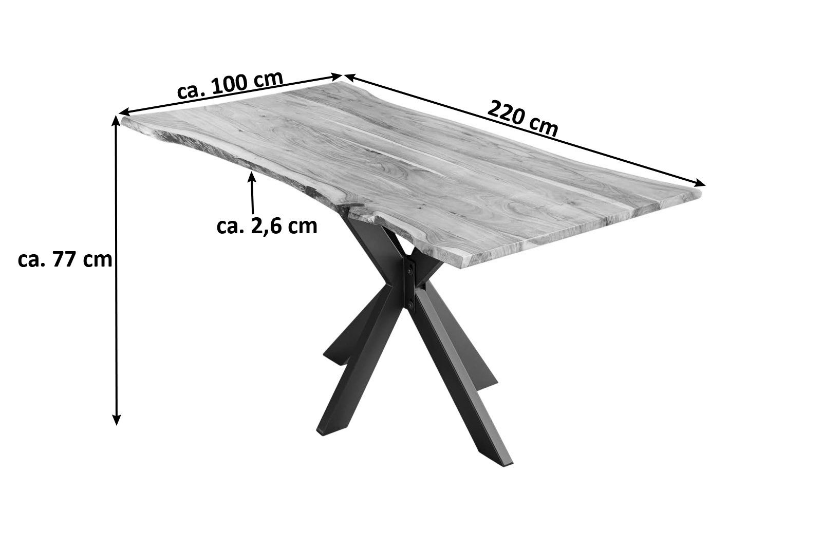 SAM® Baumkantentisch Memphistos, Akazienholz, Baumkante, Metallgestell günstig online kaufen
