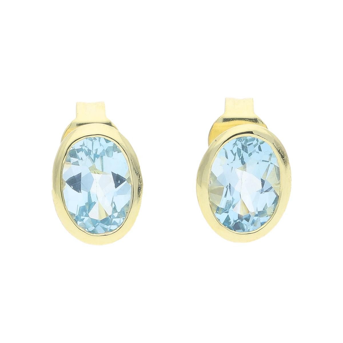 Ohrring-Set Ohrstecker Silber 925 Gold plattiert Blautopas JL39-06-0888 JuwelmaLux