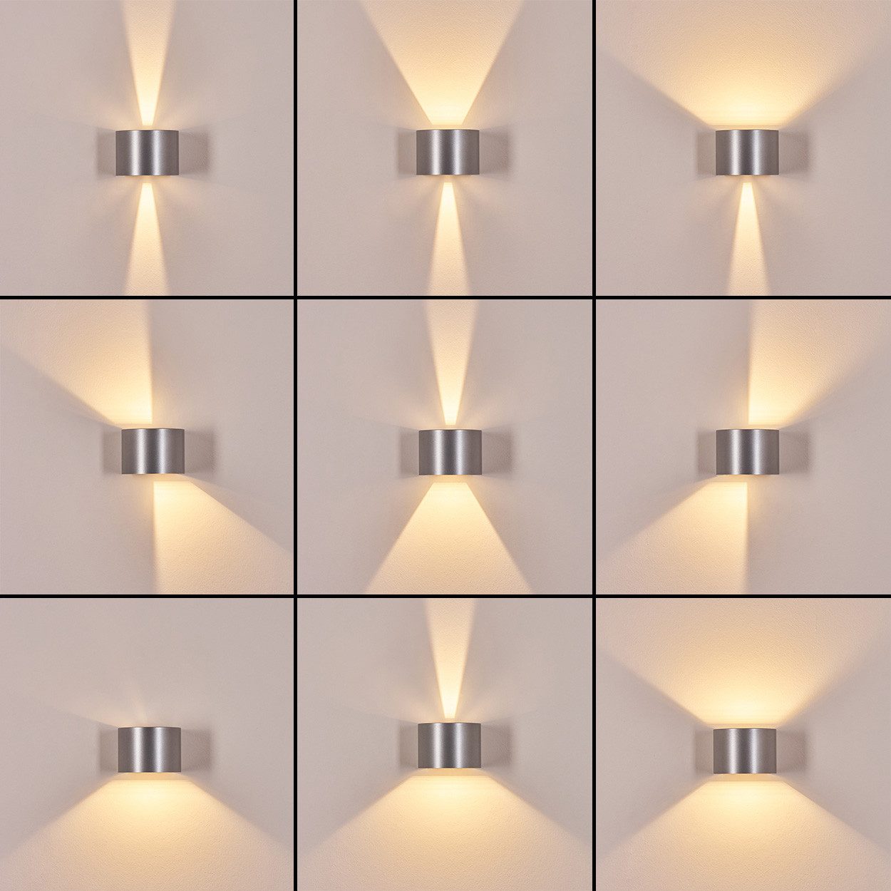 hofstein Außen-Wandleuchte Wandlampe aus Metall in Silberfarben, LED wechselbar, 3000 Kelvin, verstellbare Wandleuchte Up&Down Effekte, Außenleuchte 350 Lumen,I – Bild 2 von 5
