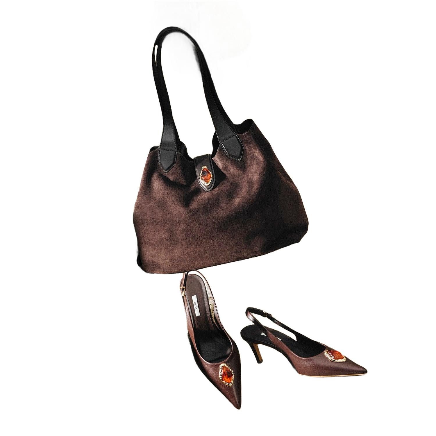 Desa DESA Damen-Slingback-Stiletto-Pumps aus Leder mit Strassdetails Pumps
