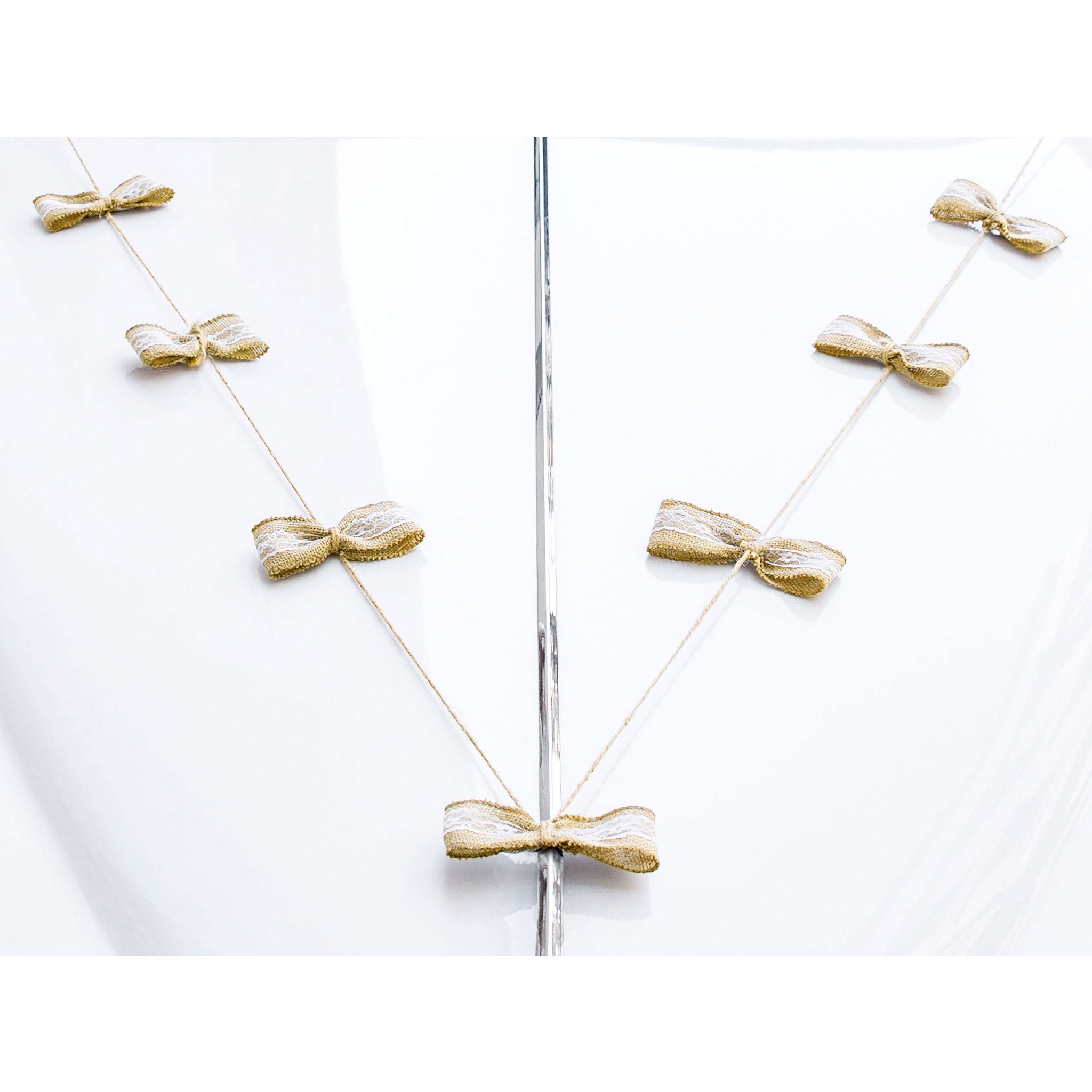 partydeco Dekoband, Autoschleifen Hochzeit Jute mit Saugnapf 16-teiliges Set Natur Braun