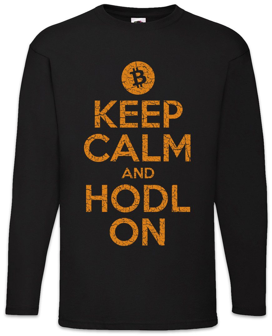 Langarmshirt Keep Calm And HODL On Langarm T-Shirt Crypto Bitcoin Currencies