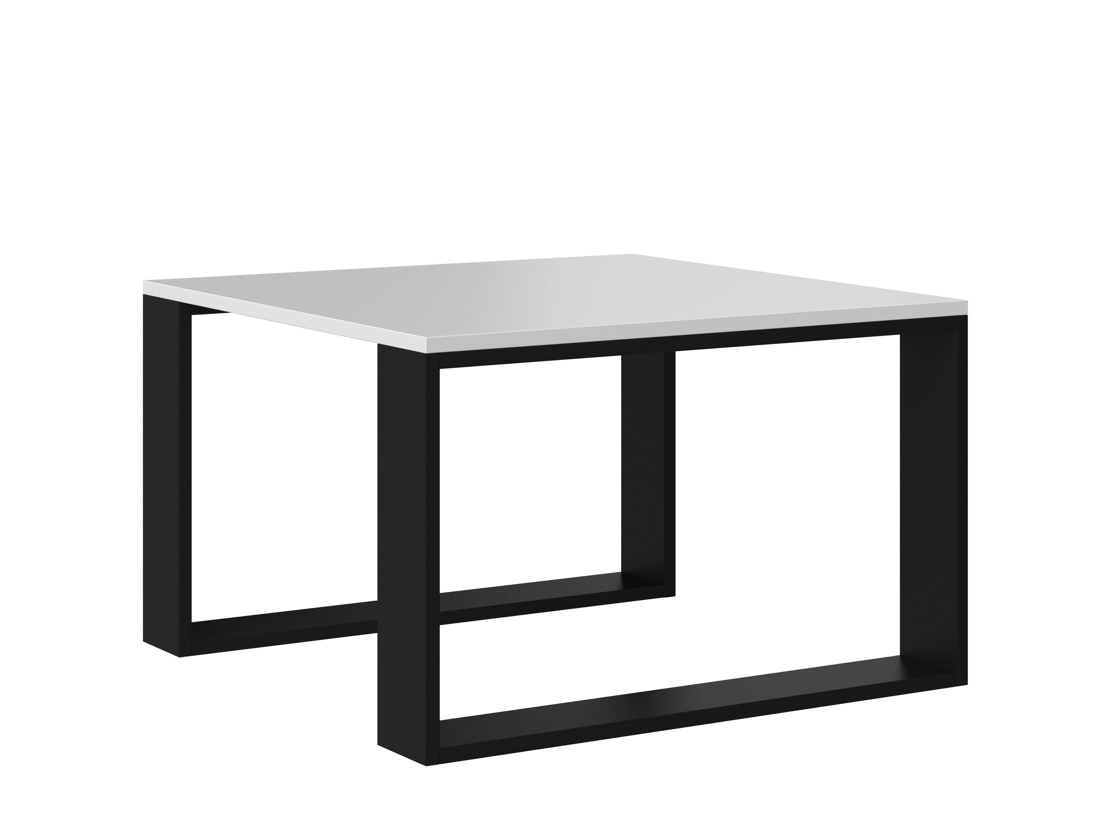 Home Collective Couchtisch Beistelltisch Loft Design, kratzfeste Oberfläche, Wohnzimmer Couch, Tisch Beistell 67x67x40 cm (LxBxH), weiß schwarz weiß-schwarz