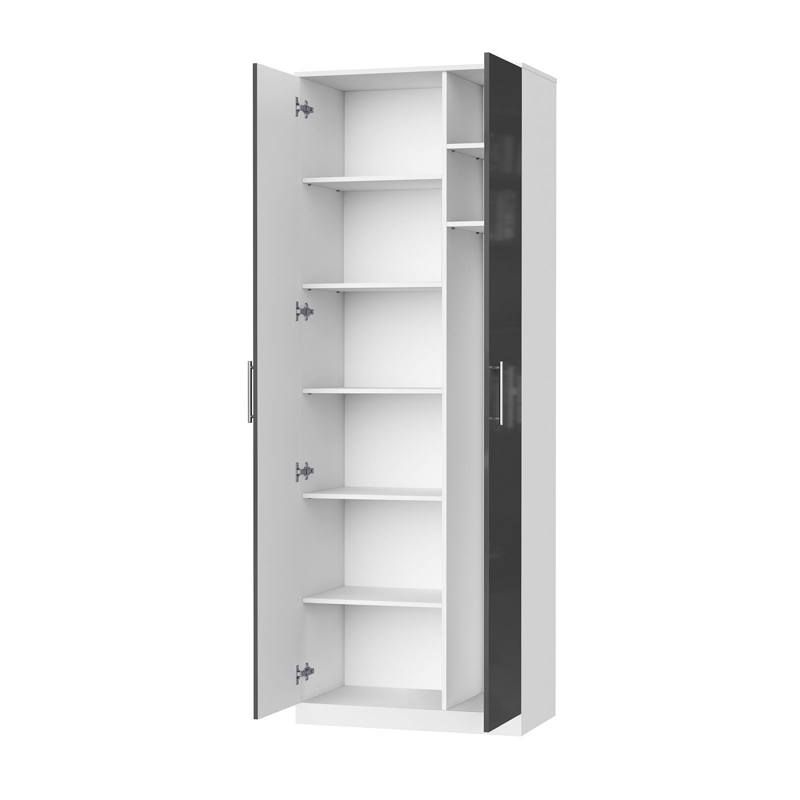 Drehtürenschrank Aktenschrank Glanz 80 SMARTBett SMARTBett Weiss/Anthrazit Kleiderschrank cm Schrank