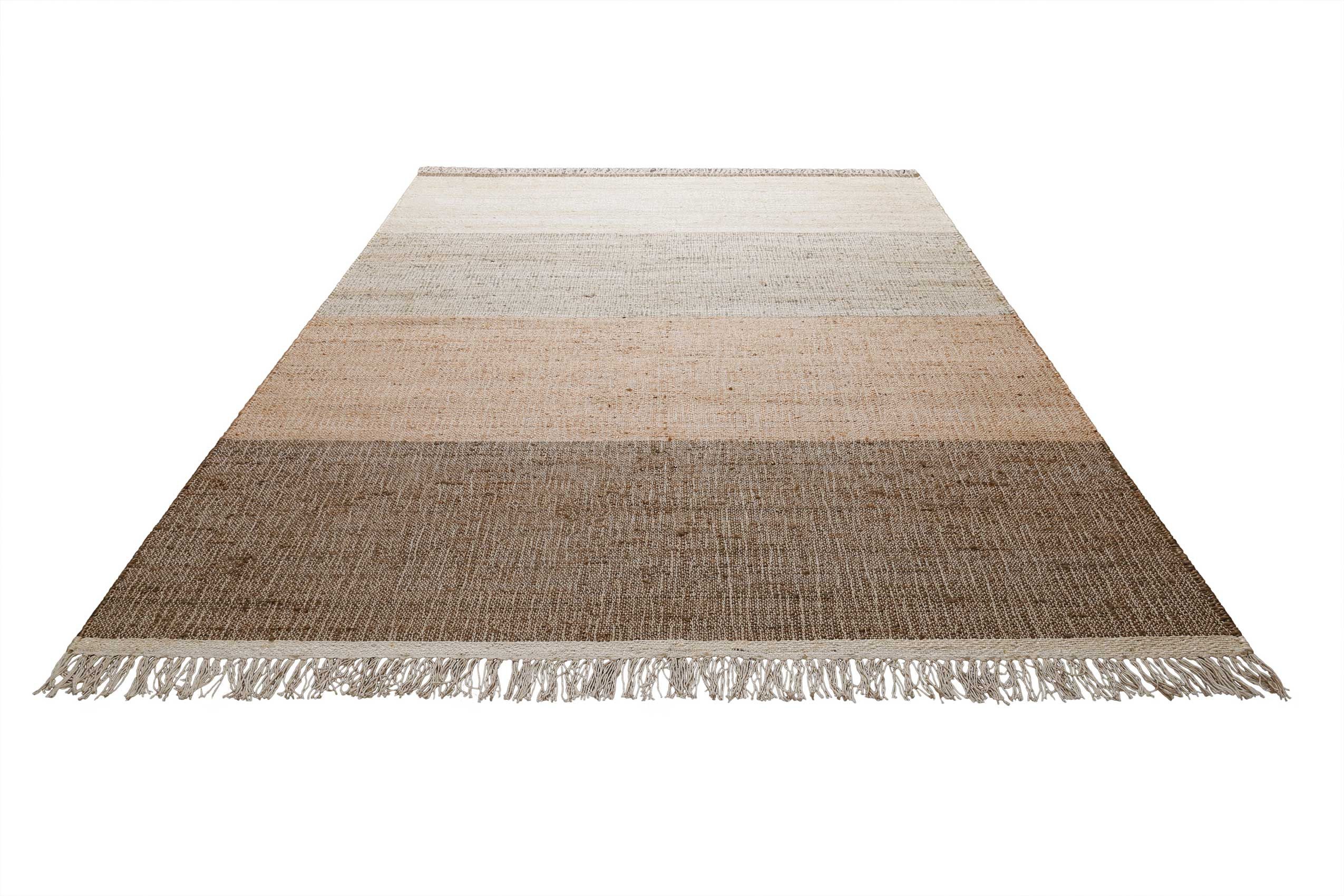 Green Looop Teppich Vito GL-82305, rechteckig, Höhe: 4 mm, Naturfaser Teppich aus 80% Jute 20% Baumwolle, mit Fransen, Wohnzimmer