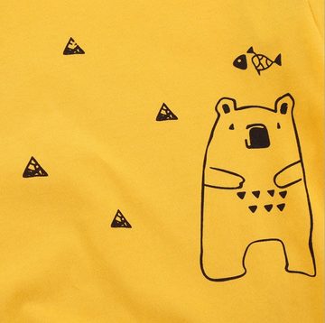 BiboBibo T-Shirt Bär-B8 (Kinder T-Shirt Baumwolle) Oberteil für Jungen Dino Tier Muster Tops Kinder Kleidung